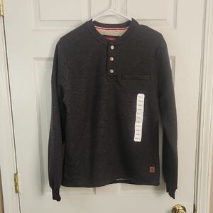 Coleman Gray Henley Sweatshirt Soft Thermal Fabric
